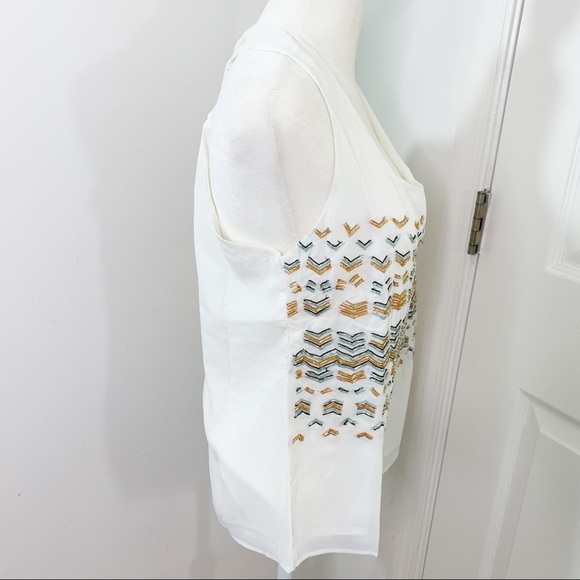 Anthro Greylin Beaded Chevron Racerback Tank Ivory - Picture 7 of 15